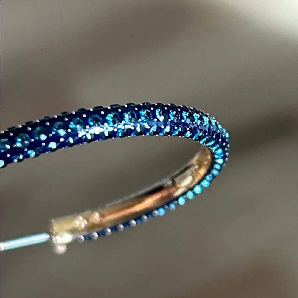 Swarovski Pave Crystal blue hoops - Picture 8 of 8